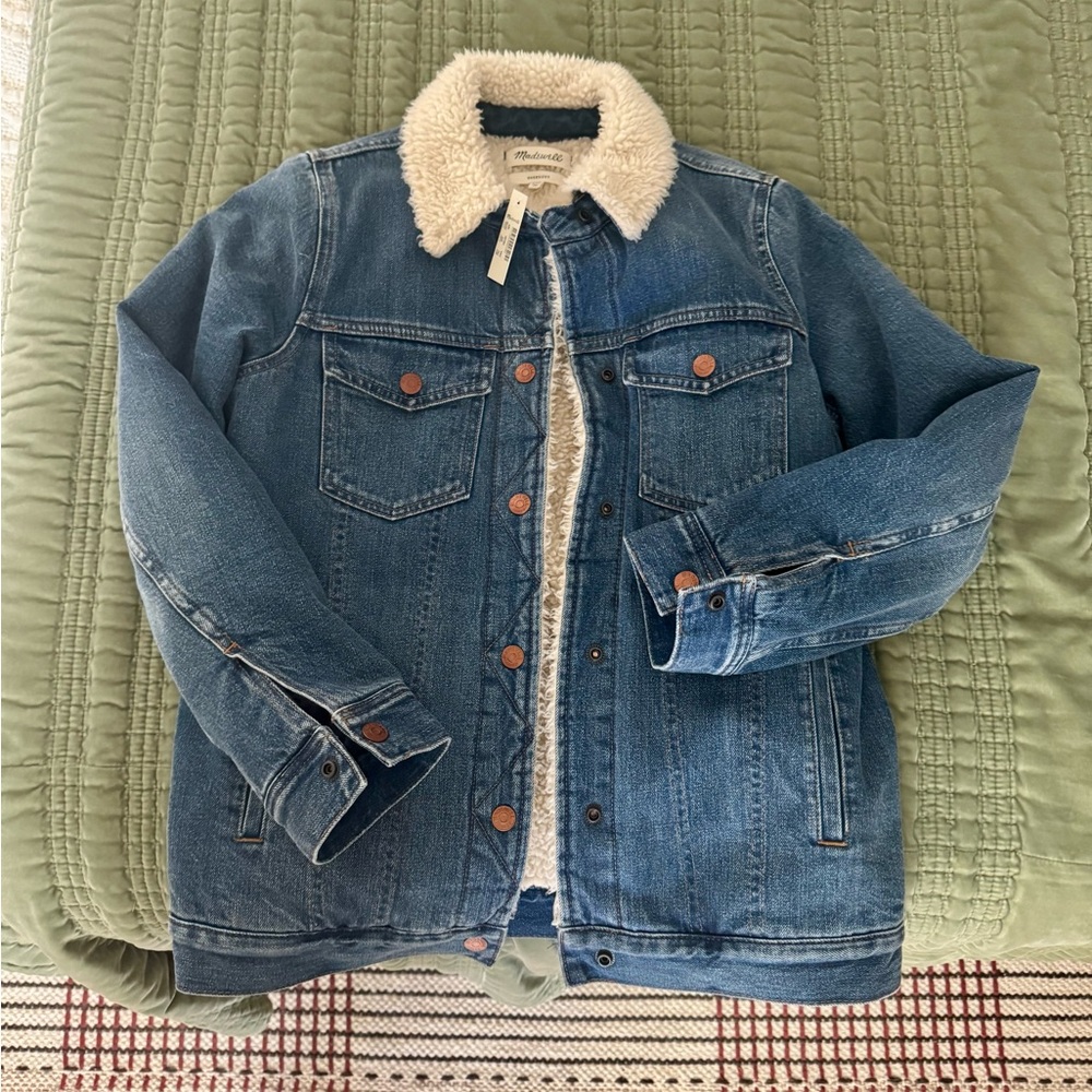 Madewell Blue Jean Jacket with Cream Sherpa Lining
